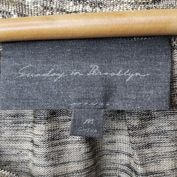 Anthrogologie Sunday In Brooklyn Babydoll Women's Metallic Gold Glam Tier Tank M - Picture 5 of 5